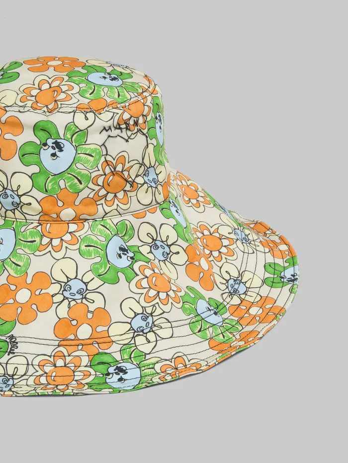 Orange And Green Printed Organic Gabardine Hat Women Marni Hats