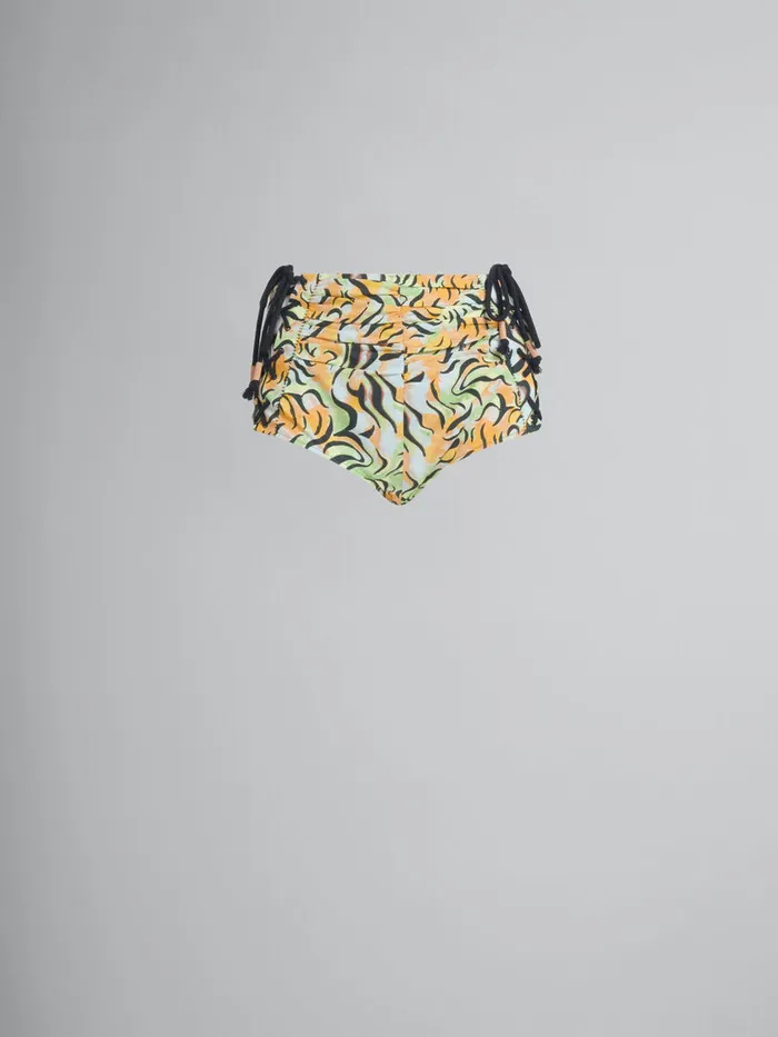 Orange And Green Printed Organic Poplin Hot Pants Women Marni Pants