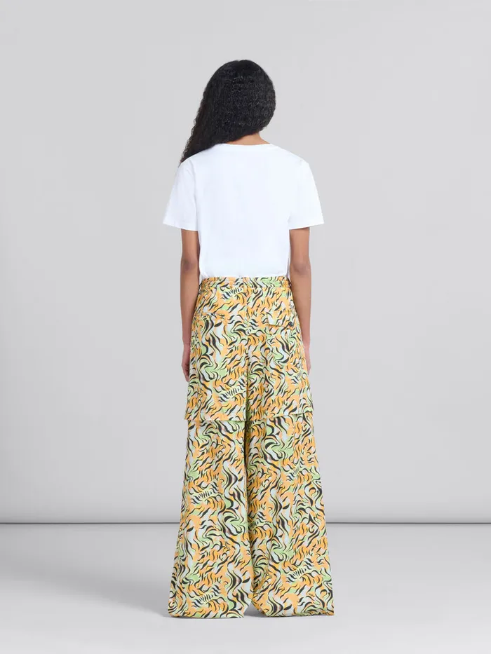 Orange And Green Printed Organic Poplin Hybrid Cargo Pants Women Marni Pants