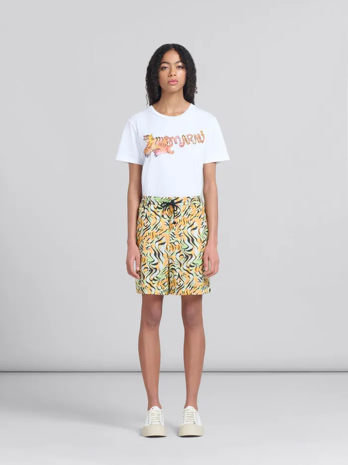Orange And Green Printed Organic Poplin Hybrid Cargo Pants Women Marni Pants