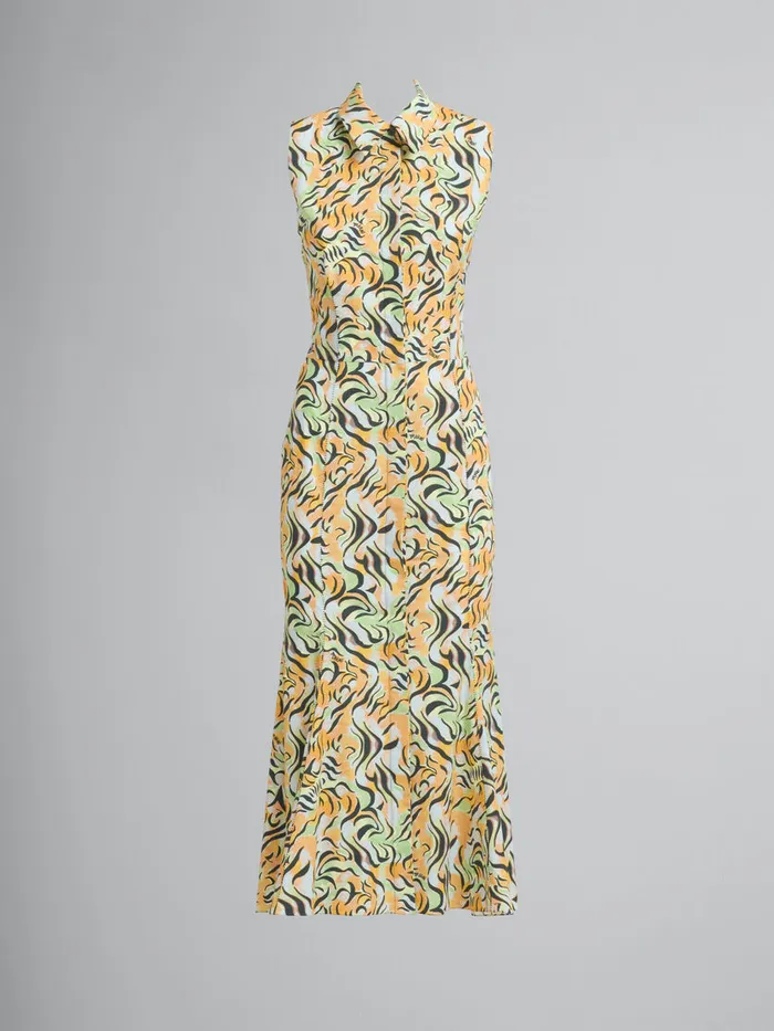 Orange And Green Printed Organic Poplin Mermaid Dress Women Marni Dresses