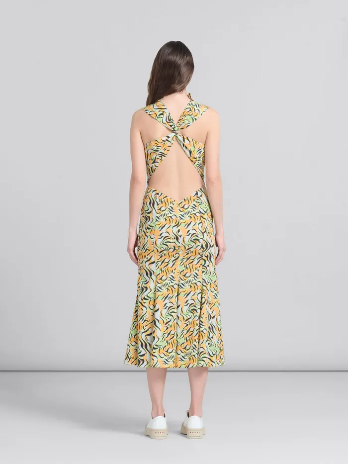 Orange And Green Printed Organic Poplin Mermaid Dress Women Marni Dresses