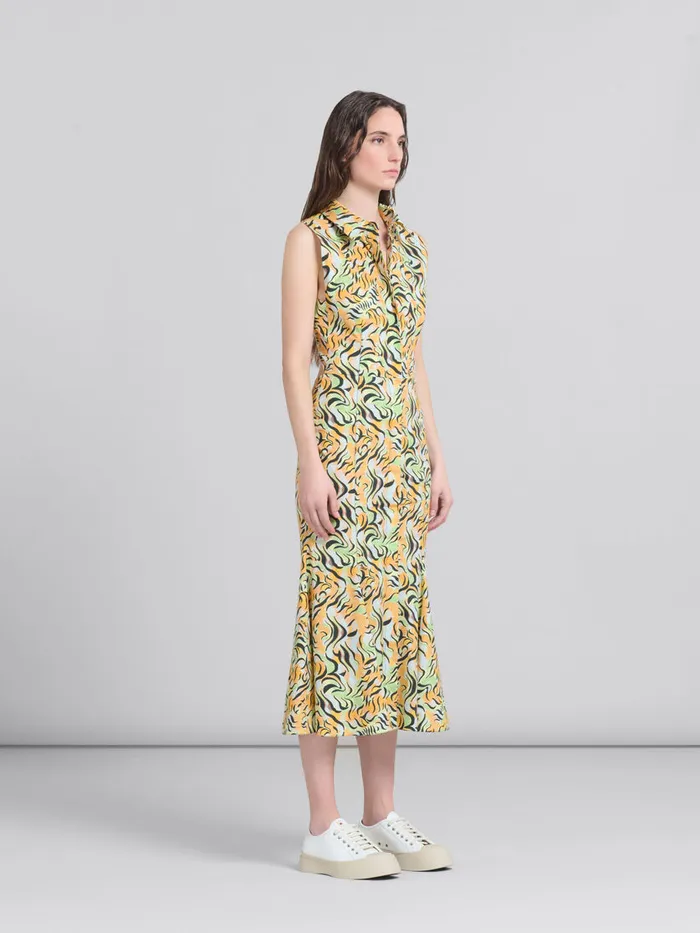 Orange And Green Printed Organic Poplin Mermaid Dress Women Marni Dresses