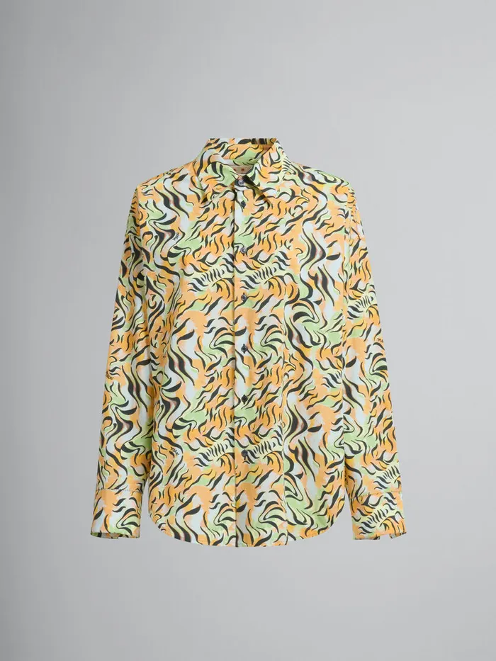 Orange And Green Printed Organic Poplin Shirt Women Marni Tops and TShirts