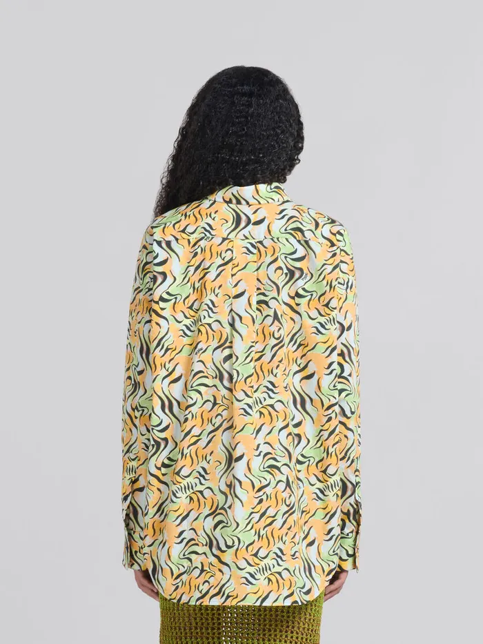 Orange And Green Printed Organic Poplin Shirt Women Marni Tops and TShirts