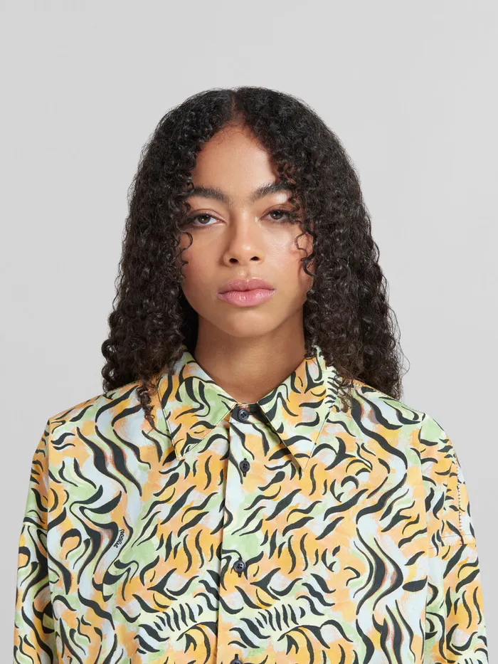 Orange And Green Printed Organic Poplin Shirt Women Marni Tops and TShirts