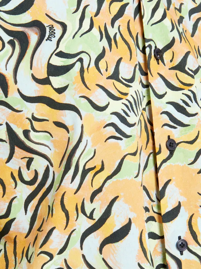 Orange And Green Printed Organic Poplin Shirt Women Marni Tops and TShirts