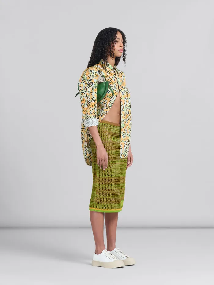 Orange And Green Printed Organic Poplin Shirt Women Marni Tops and TShirts