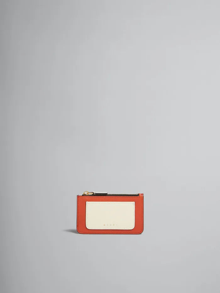 Orange Cream And Deep Blue Saffiano Leather Card Case Women Marni Wallets and Small Leather Goods Orange Cream And Deep Blue Saffiano Leather Card Case Women Marni Wallets and Small Leather Goods