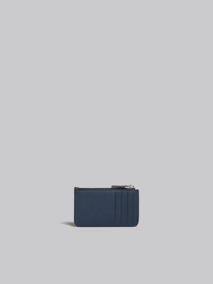 Orange Cream And Deep Blue Saffiano Leather Card Case Women Marni Wallets and Small Leather Goods