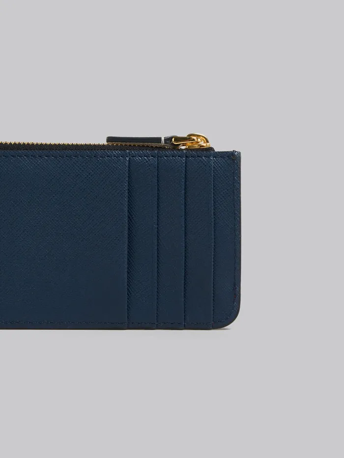 Orange Cream And Deep Blue Saffiano Leather Card Case Women Marni Wallets and Small Leather Goods