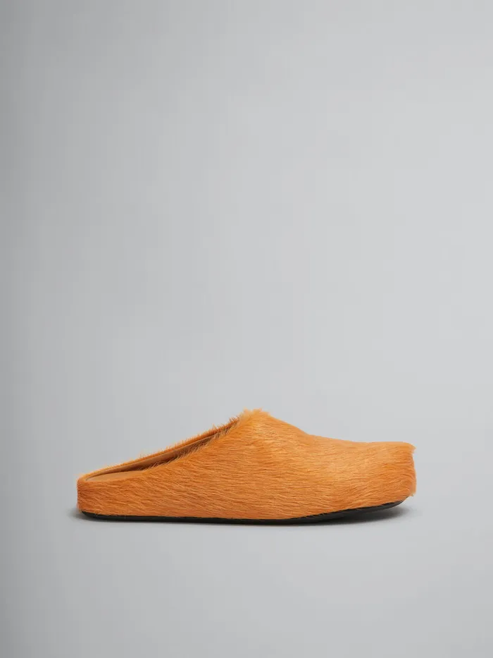 Orange Long Hair Calfskin Fussbett Sabot Men Marni Fussbett Sabot