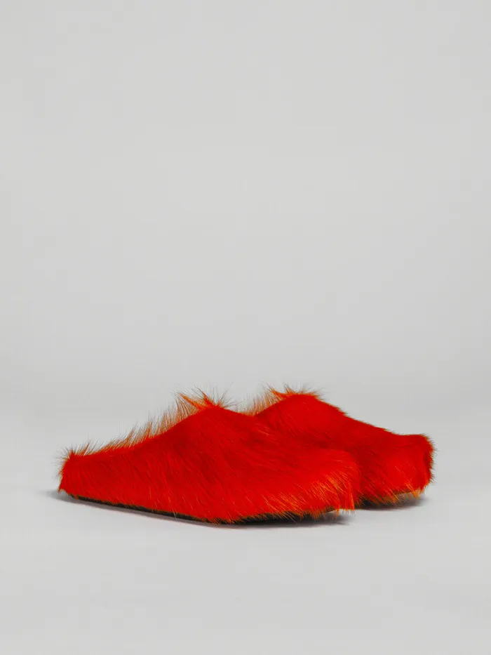 Orange Long Hair Calfskin Fussbett Sabot Men Marni Fussbett Sabot