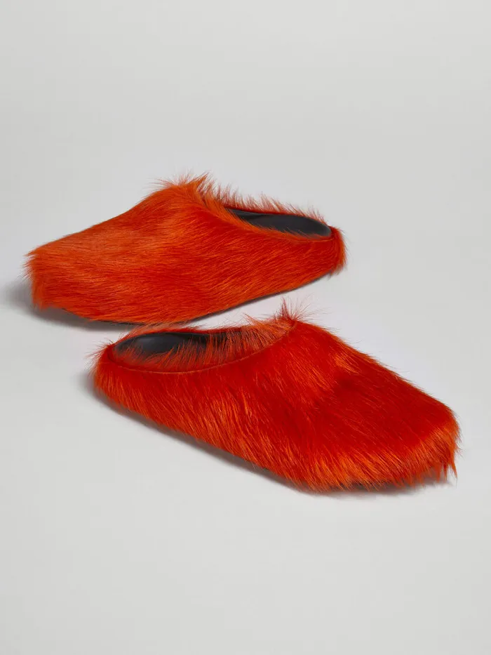 Orange Long Hair Calfskin Fussbett Sabot Men Marni Fussbett Sabot