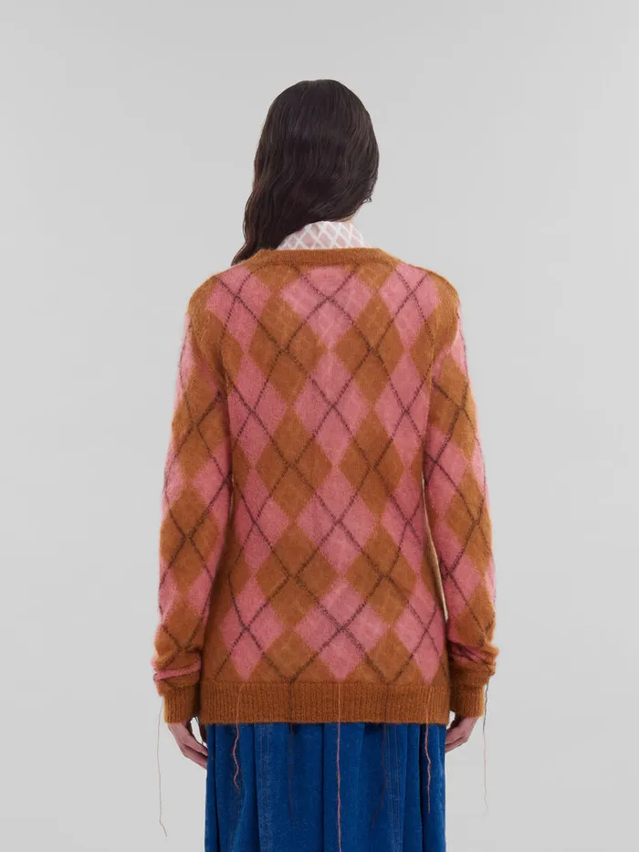 Orange Mohair Argyle Jumper With Floating Threads Women Marni Knitwear