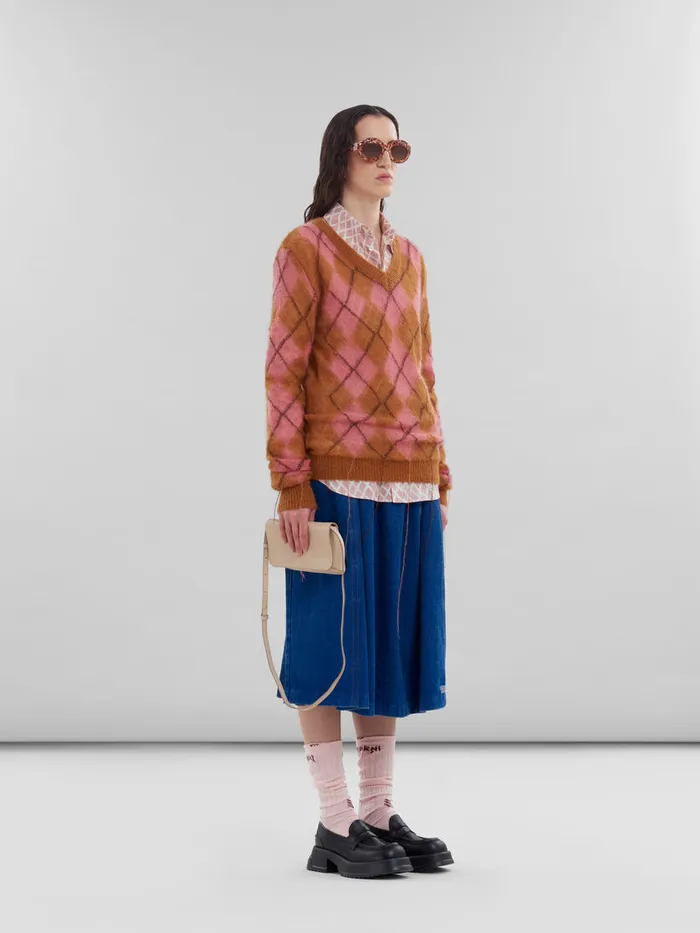 Orange Mohair Argyle Jumper With Floating Threads Women Marni Knitwear