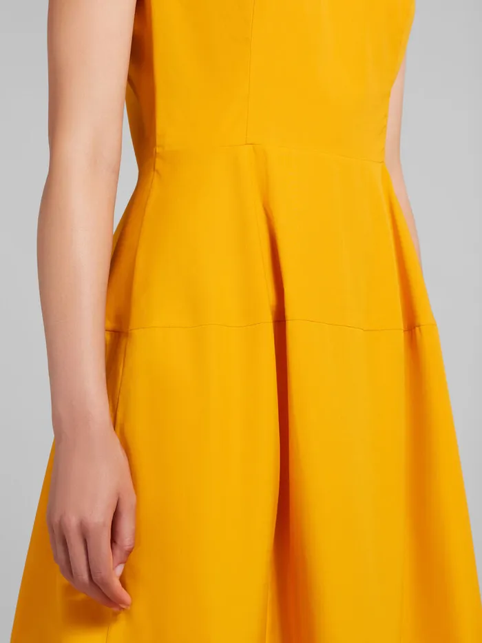 Orange Organic Poplin Midi Dress With Mini Pleats Women Marni Dresses