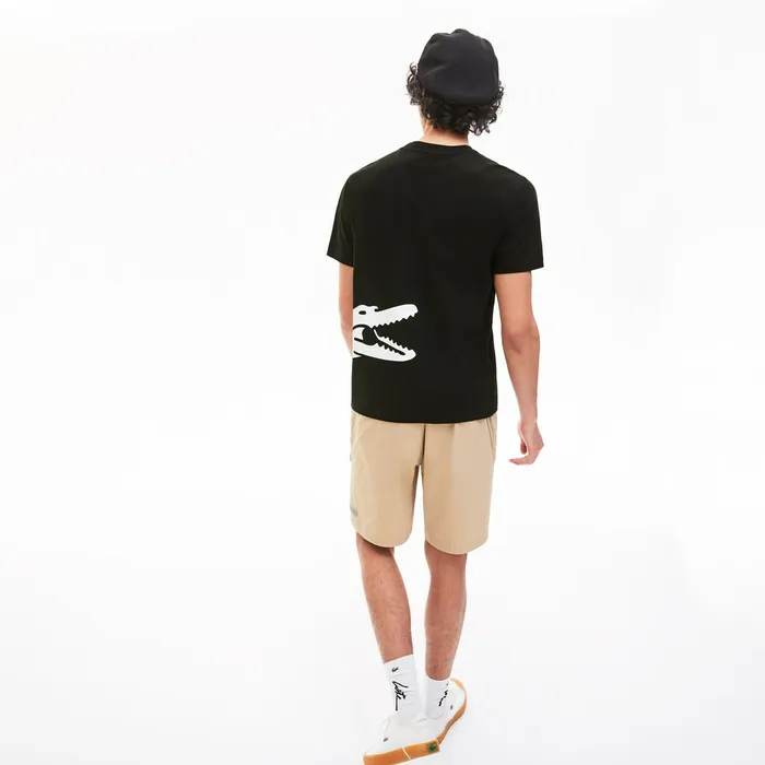 Oversize Croc Crew Neck Jersey Tshirt Black Mens Lacoste TShirts Store