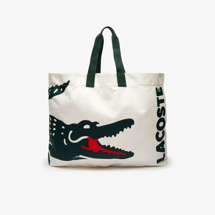 Oversized Crocodile Print Cotton Large Tote Beach White Womens Lacoste Bags Gift 4 You