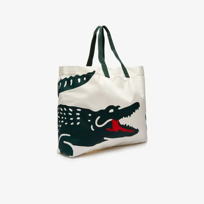 Oversized Crocodile Print Cotton Large Tote Beach White Womens Lacoste Bags Gift 4 You