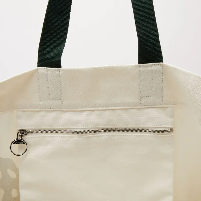 Oversized Crocodile Print Cotton Large Tote Beach White Womens Lacoste Bags Gift 4 You