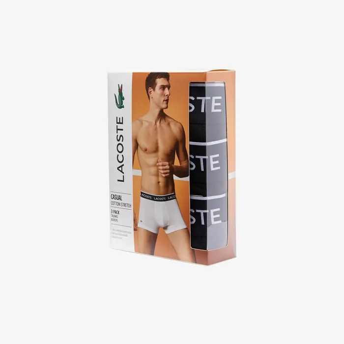 Pack Of 3 Casual Black Boxer Briefs Black Mens Lacoste Underwear Gift for Friend
