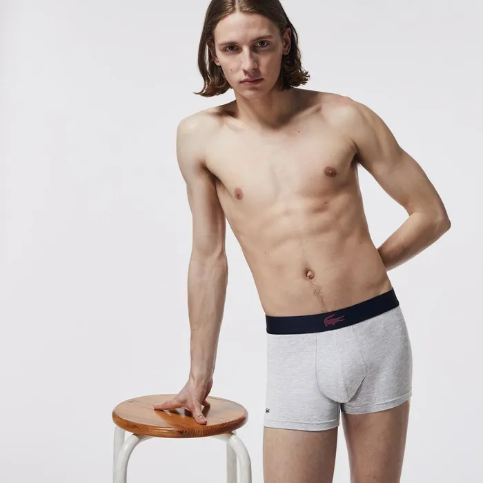 Pack Of 3 Casual Boxers BordeauxGrey ChineNavy Blue Mens Lacoste Underwear Shop Online