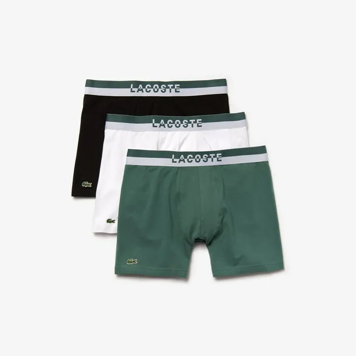Pack of 3 Casual Boxers GreenWhiteBlack Mens Lacoste Underwear Cheap On Sale