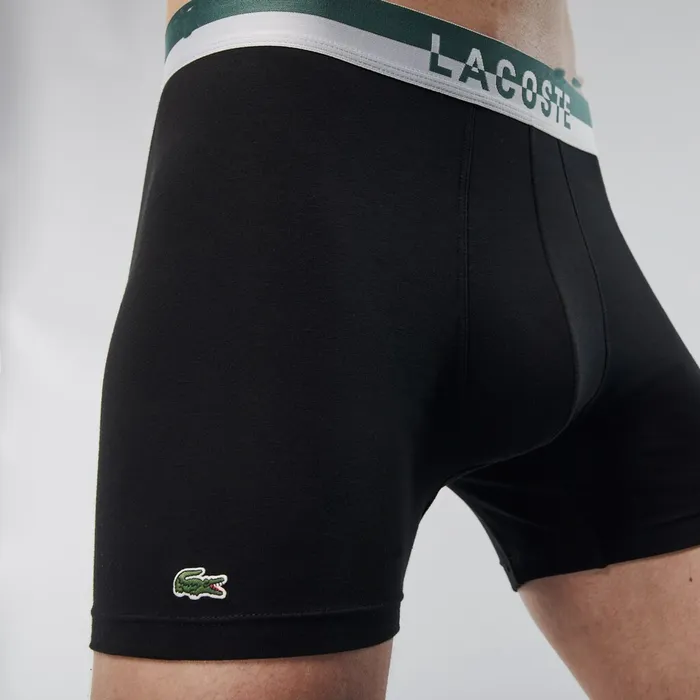 Pack of 3 Casual Boxers GreenWhiteBlack Mens Lacoste Underwear Cheap On Sale
