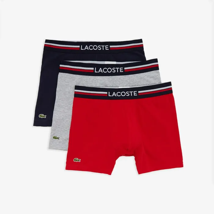 Pack Of 3 Casual Boxers Navy BlueGrey ChineRed Mens Lacoste Underwear Shop Online