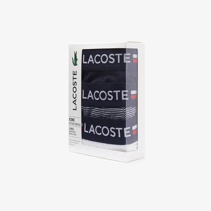 Pack Of 3 Casual Long Boxers Navy BlueWhite Mens Lacoste Underwear Shop Online