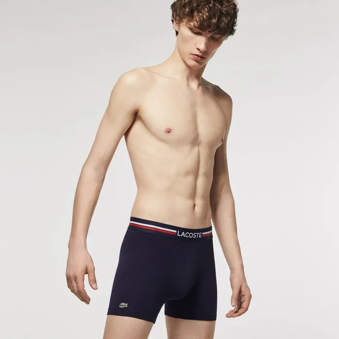 Pack Of 3 Casual Long Boxers Navy BlueWhite Mens Lacoste Underwear Shop Online