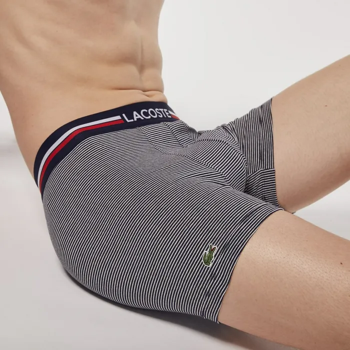 Pack Of 3 Casual Long Boxers Navy BlueWhite Mens Lacoste Underwear Shop Online