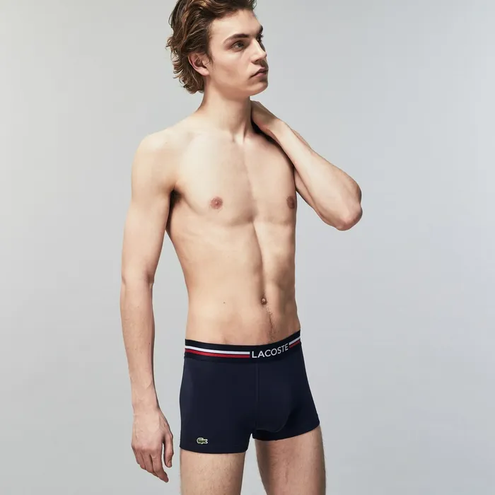 Pack Of 3 Iconic Boxer Briefs With ThreeTone Waistband Navy BlueGrey ChineRed Mens Lacoste Underwear On Sale Pack Of 3 Iconic Boxer Briefs With ThreeTone Waistband Navy BlueGrey ChineRed Mens Lacoste Underwear On Sale