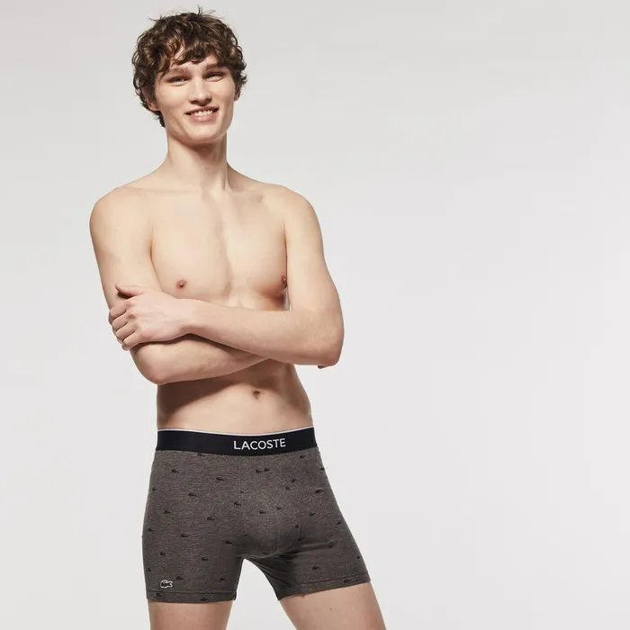 Pack of 3 Long Boxer Briefs BlackGrey Chine Mens Lacoste Underwear On Sale