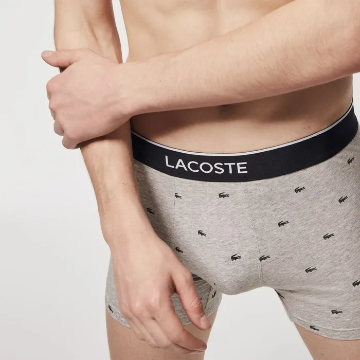 Pack of 3 Long Boxer Briefs BlackGrey Chine Mens Lacoste Underwear On Sale