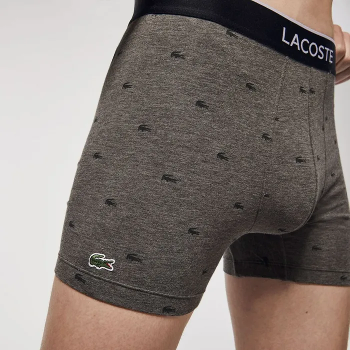 Pack of 3 Long Boxer Briefs BlackGrey Chine Mens Lacoste Underwear On Sale