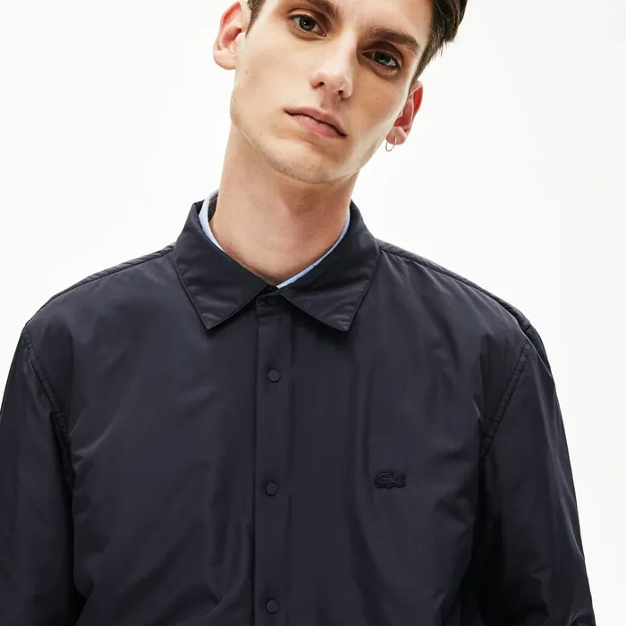 Padded Solid Overshirt Navy Blue Mens Lacoste Button Down Shirts Near Me