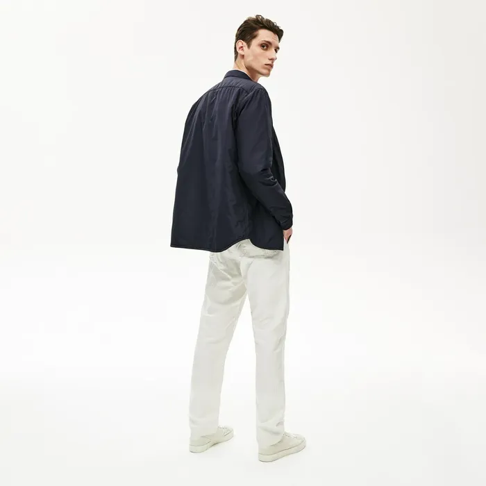 Padded Solid Overshirt Navy Blue Mens Lacoste Button Down Shirts Near Me