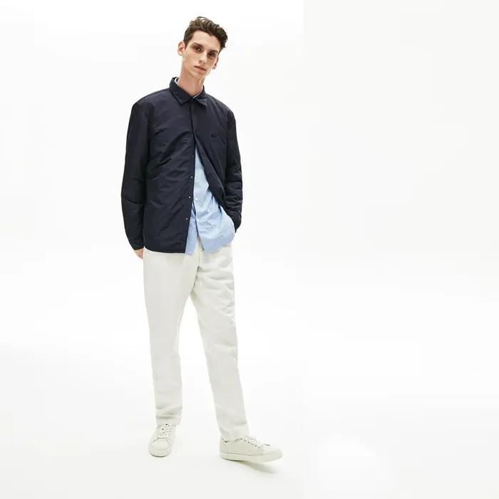 Padded Solid Overshirt Navy Blue Mens Lacoste Button Down Shirts Near Me