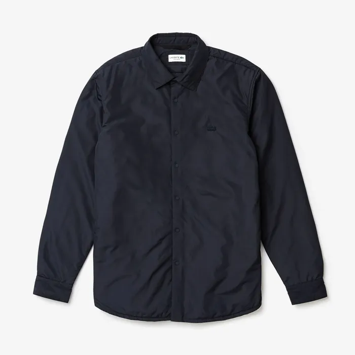 Padded Solid Overshirt Navy Blue Mens Lacoste Button Down Shirts Near Me