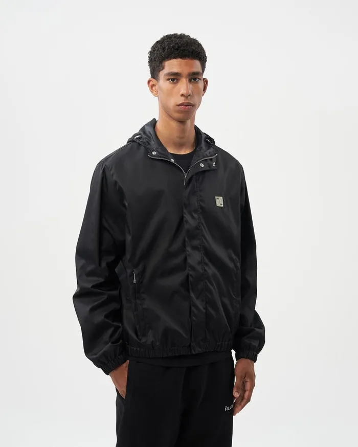 Padded Windbreaker Black Men Filling Pieces Coats and Jackets