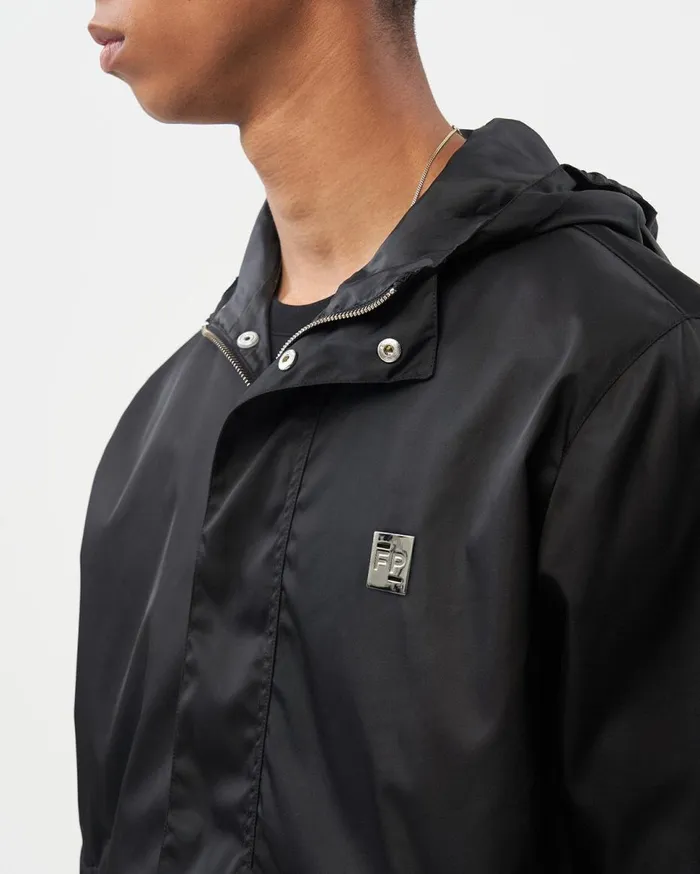 Padded Windbreaker Black Men Filling Pieces Coats and Jackets