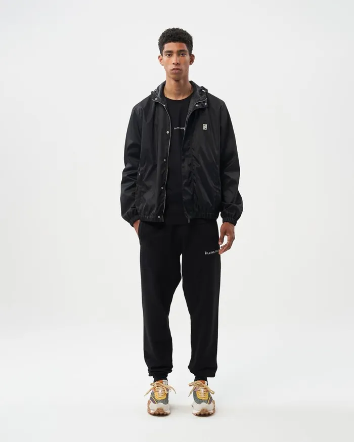 Padded Windbreaker Black Men Filling Pieces Coats and Jackets