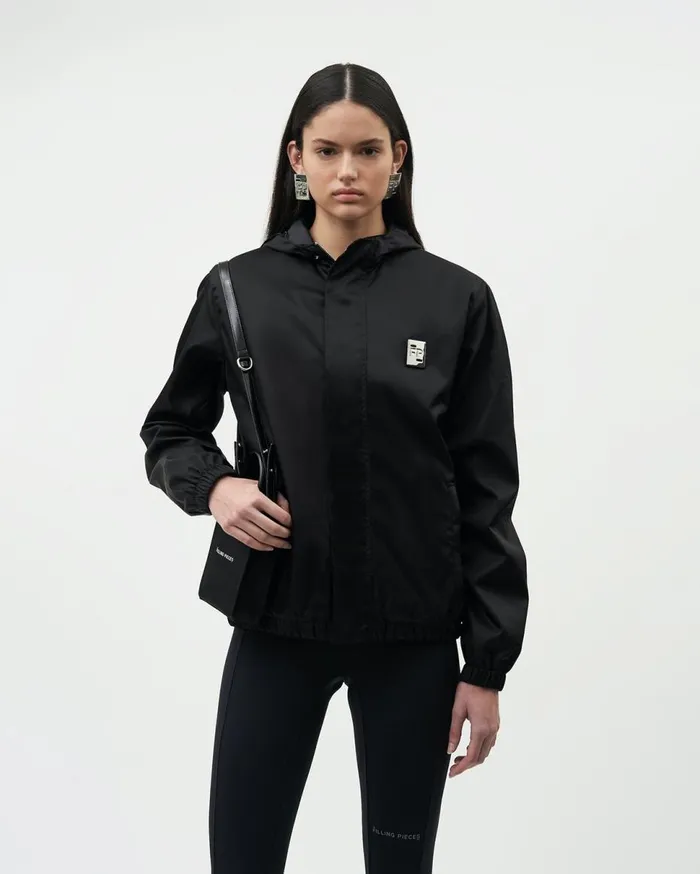 Padded Windbreaker Black Men Filling Pieces Coats and Jackets