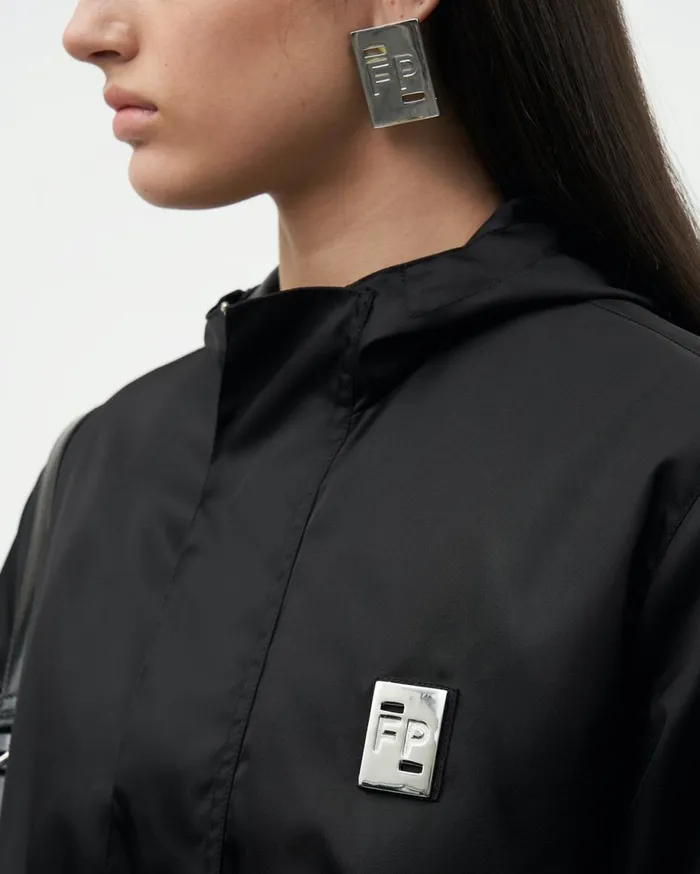 Padded Windbreaker Black Men Filling Pieces Coats and Jackets