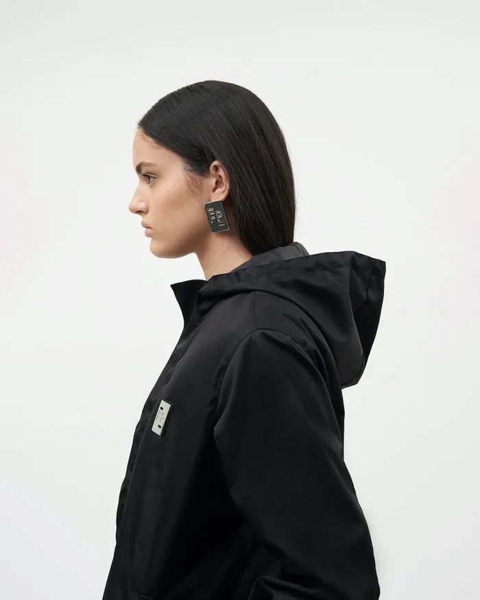 Padded Windbreaker Black Men Filling Pieces Coats and Jackets