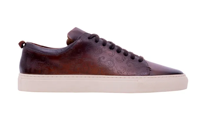 Paisely 8211 Chestnut Hand Painted Mens Barker Shoes Sneakers