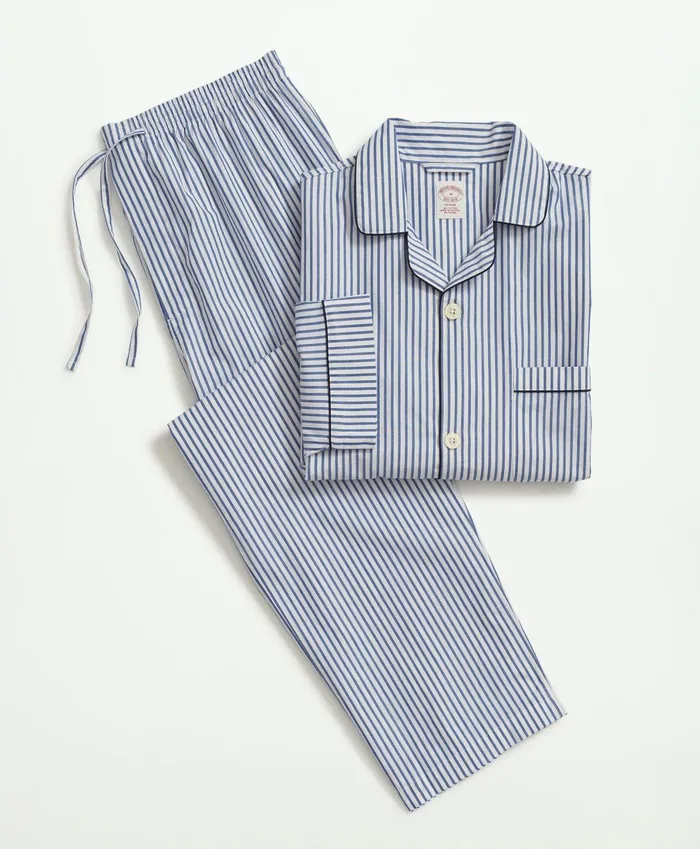 Pajamas andamp Robes Men Brooks Brothers Cotton Broadcloth Bengal Stripe Pajamas Blue Pajamas andamp Robes Men Brooks Brothers Cotton Broadcloth Bengal Stripe Pajamas Blue