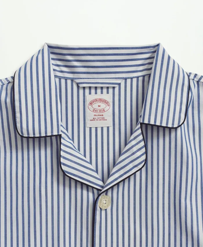 Pajamas andamp Robes Men Brooks Brothers Cotton Broadcloth Bengal Stripe Pajamas Blue